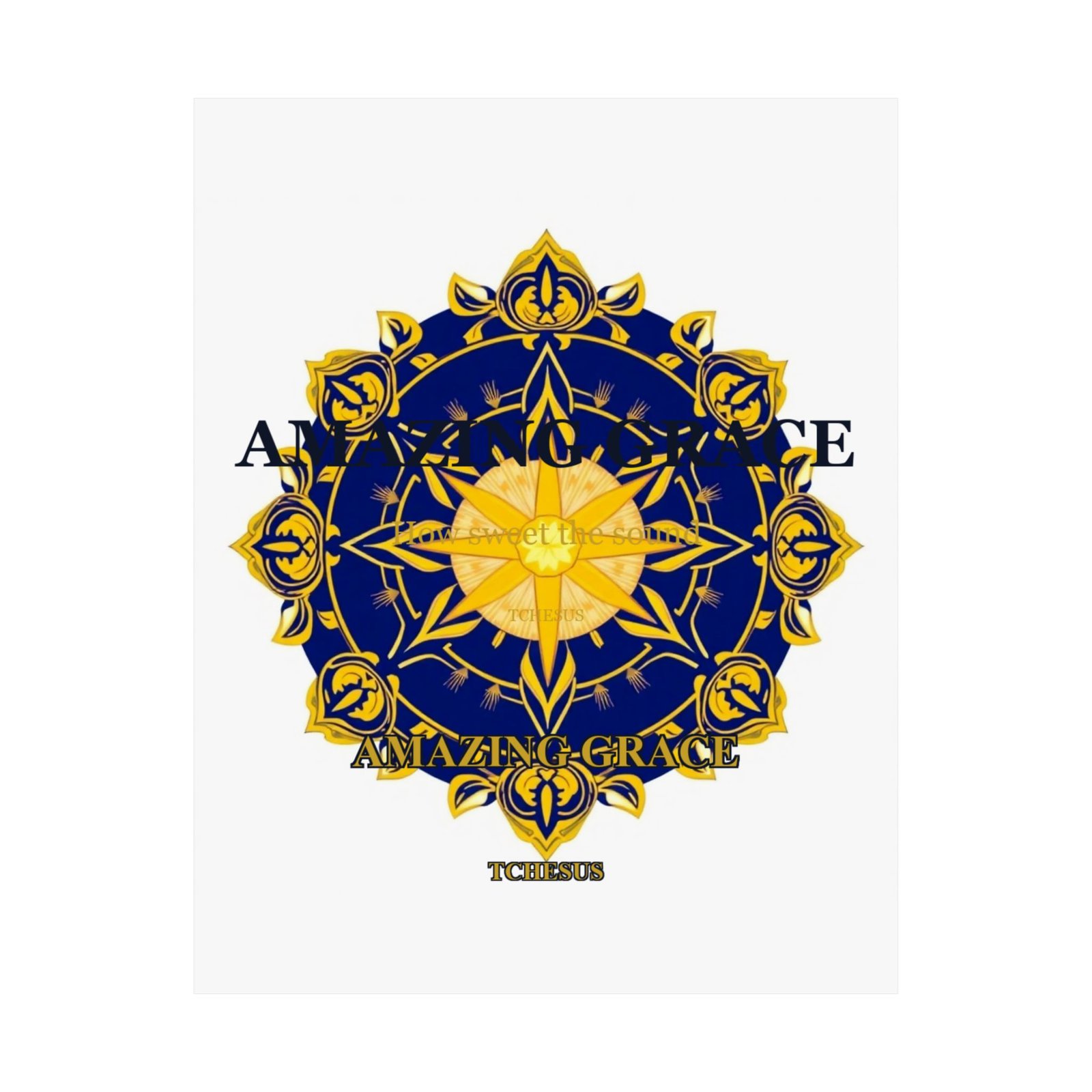 Amazing Grace Poster — Sacred Geometry Cross Wall Art | Christian Home Decor | Tchesus - Image 2