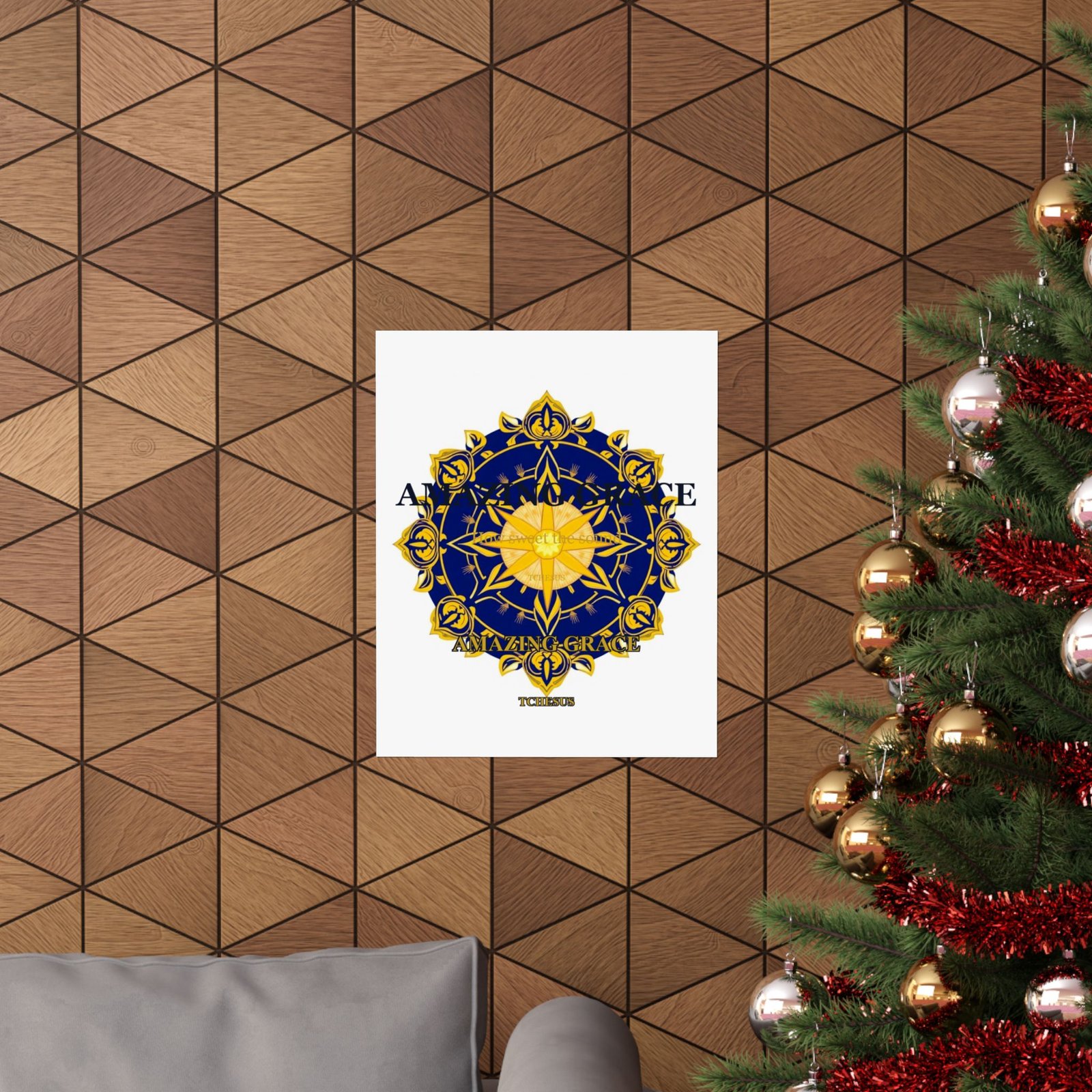 Amazing Grace Poster — Sacred Geometry Cross Wall Art | Christian Home Decor | Tchesus - Image 12
